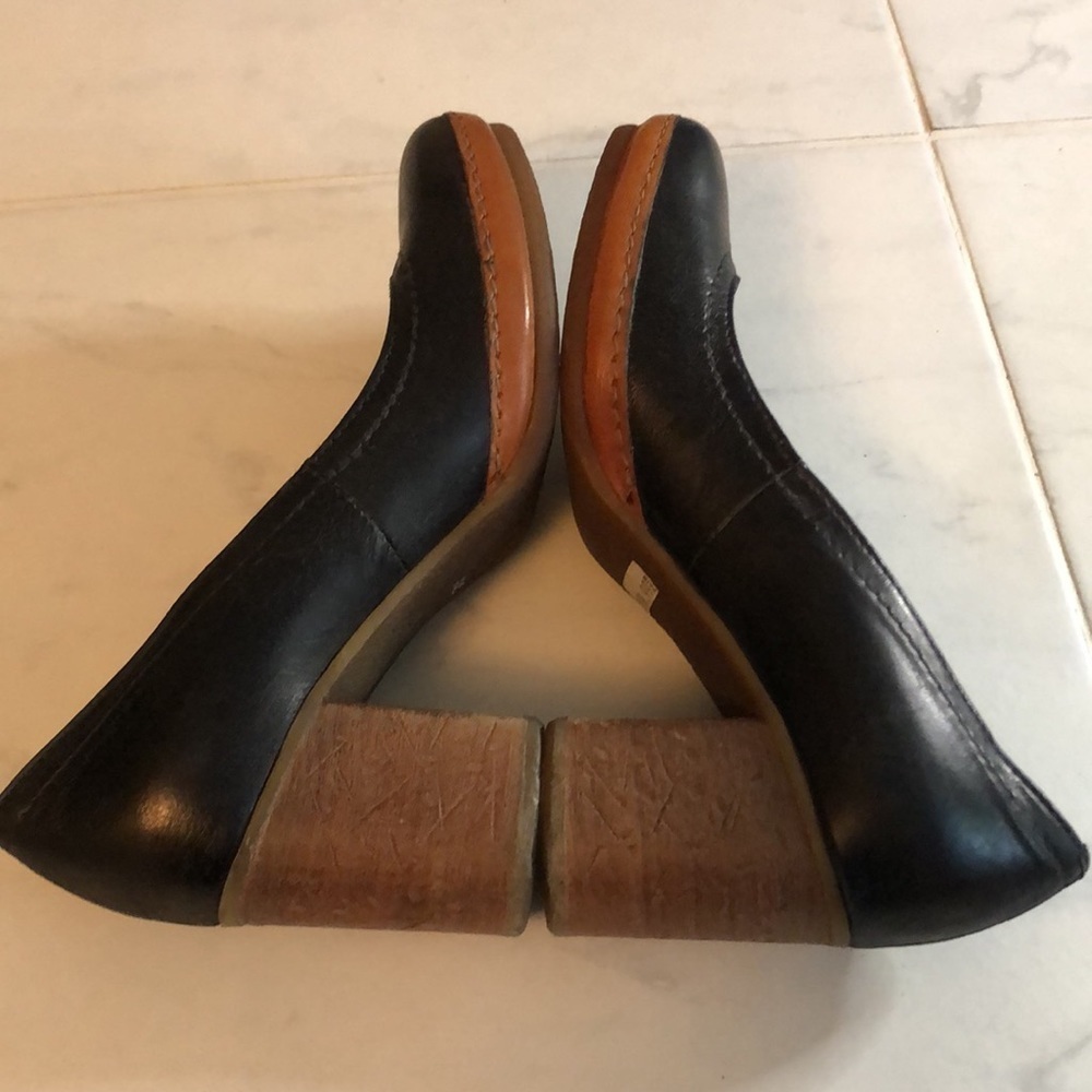 MJUS black / brown leather block heels.  New!